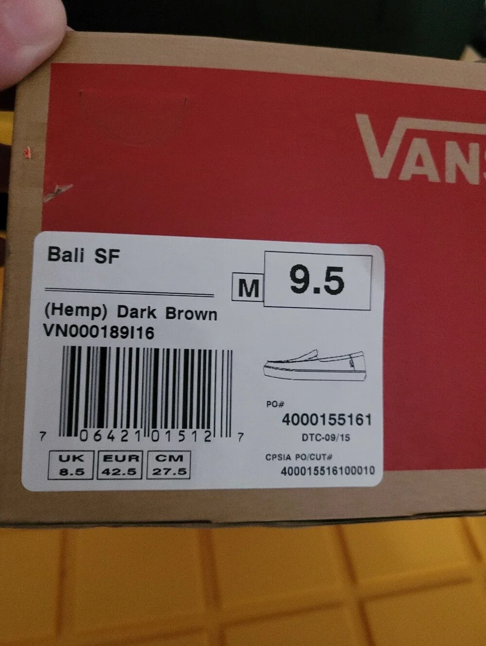 Vans Ball SF Mens 9.5 M Hemp Dark Brown